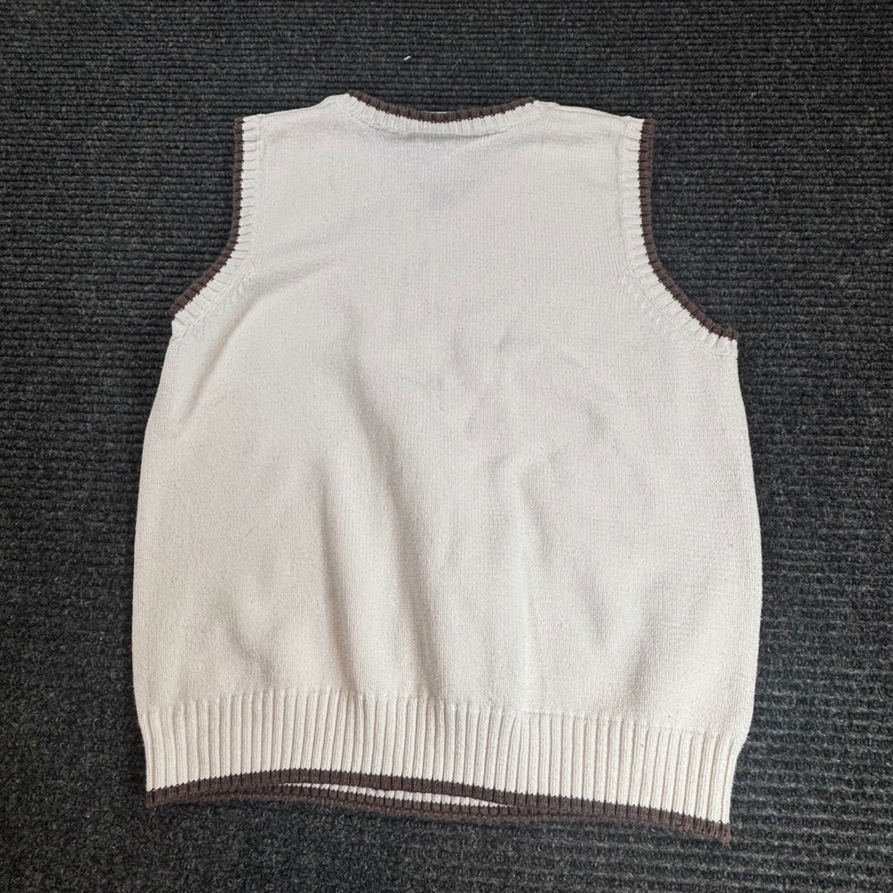 Gymboree Boys Cream Brown Cable Knit Sweater Vest V-Neck‎ Cotton Size M 7-8 - Picture 3 of 5